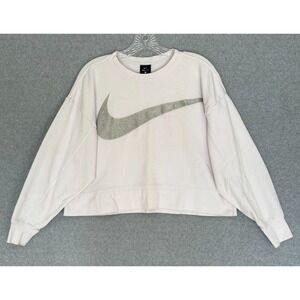 Nike Dri-FIT Sweatshirt Womens "Oversized Small" Glitter Swoosh Cropped Fleece